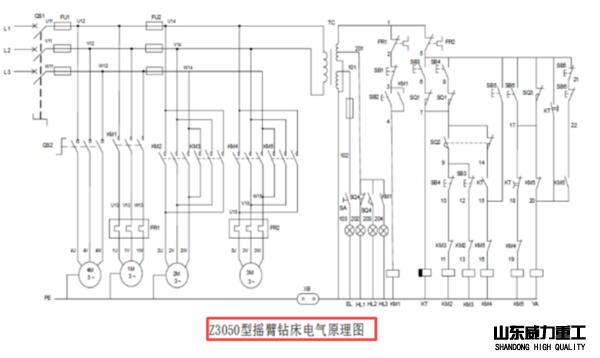 3050摇臂钻床电气原理图